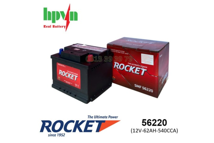 B&igrave;nh ắc quy Rocket d&ugrave;ng cho xe Toyota Innova Cross: ROCKET SMF 56220 (12V-62Ah)