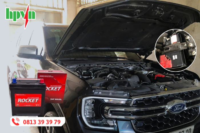 Thay ắc quy Rocket 50ah tận nơi 